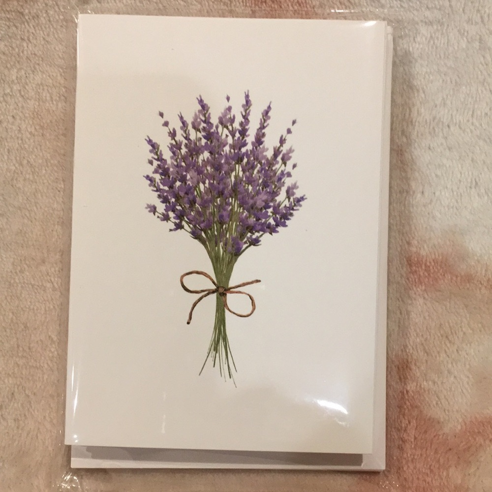 Fresh Lavender Handcrafted Note Card Set of Six Blank Floral Cards NWT